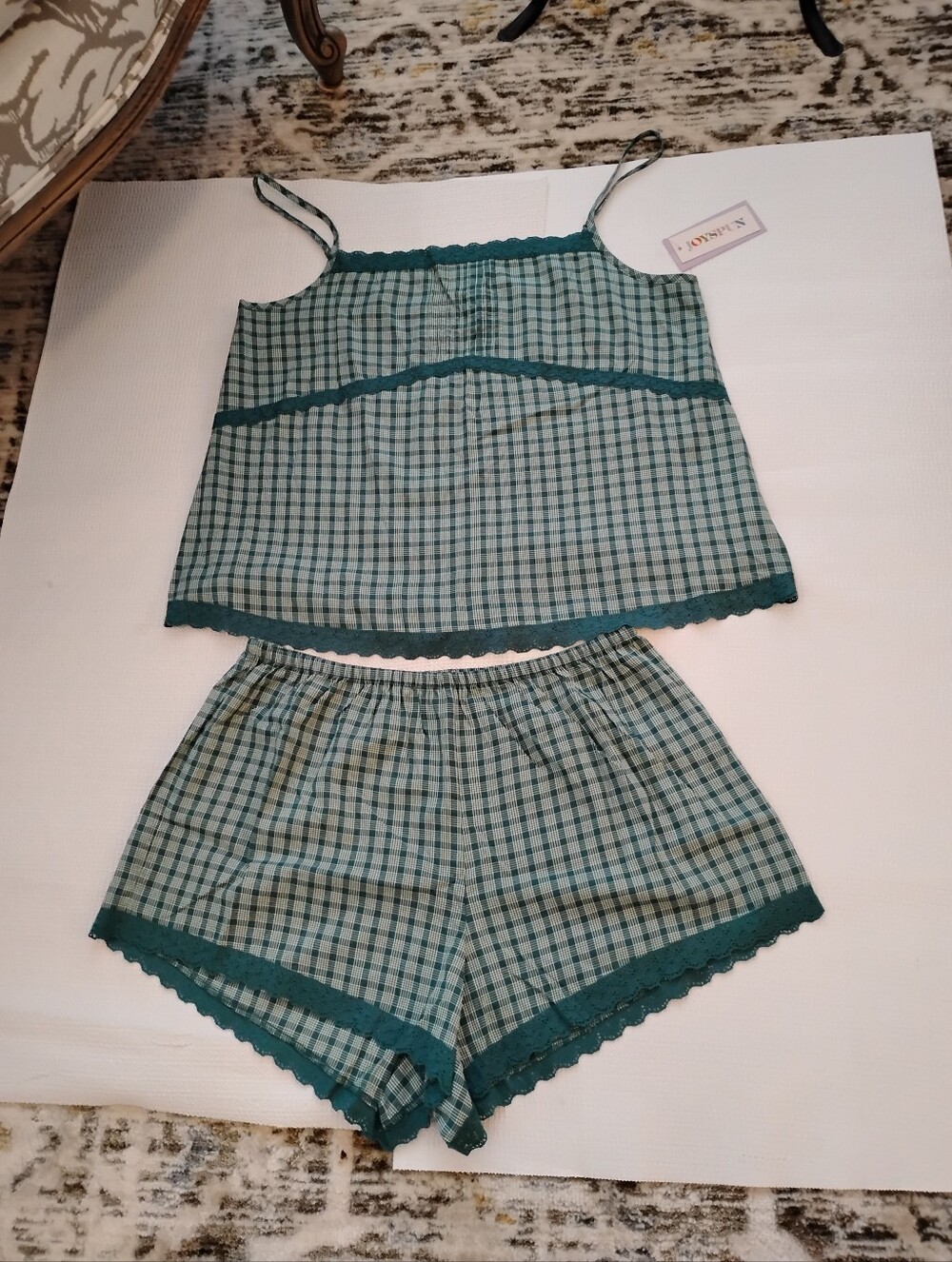 Teal Plaid Sleep Cami & Shorts Set - Women's Intimates
